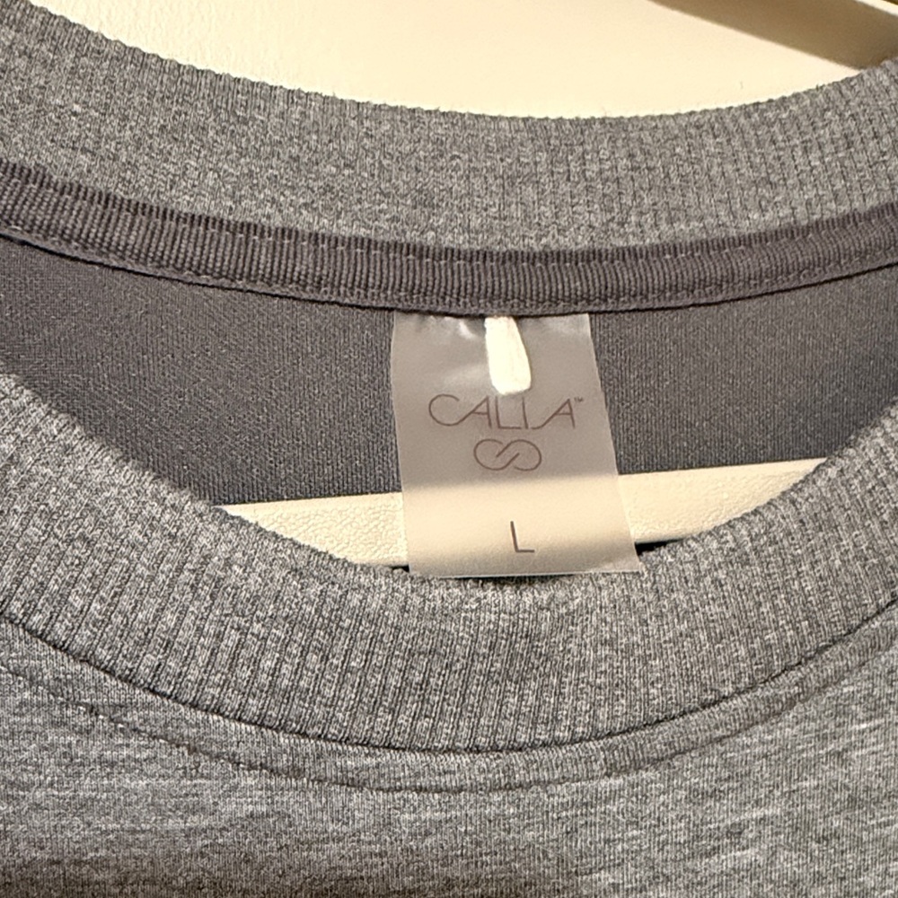 LIKE NEW CALIA Scuba Gray Crewneck Split Side Sweatshirt - Picture 5 of 9
